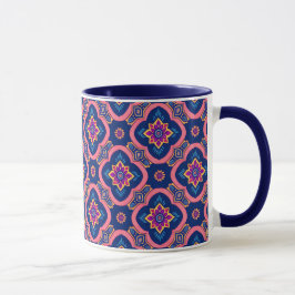 Boho Chic Geometric Floral Pattern Tasse