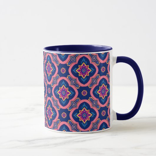 Boho Chic Geometric Floral Pattern Tasse (Rechts)