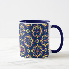 Boho Chic Geometric Floral Pattern Tasse