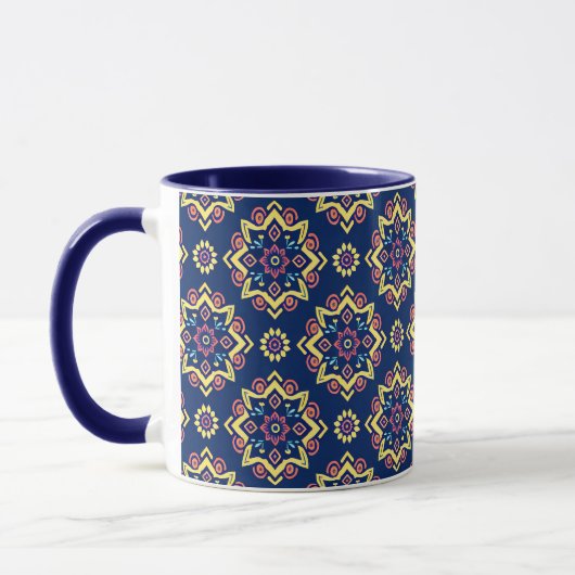 Boho Chic Geometric Floral Pattern Tasse (Links)