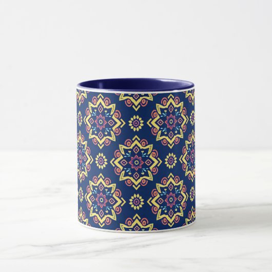 Boho Chic Geometric Floral Pattern Tasse (Zentrum)
