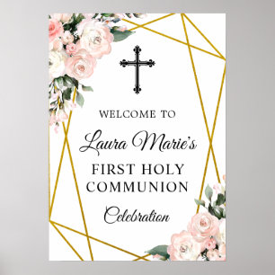 Boho Chic Geometric Florals Community Willkommen Poster