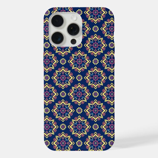 Boho-Chic geometrisches Blumenmuster iPhone Hülle (Rückseite)