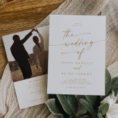 Boho Chic Gold and White Foto QR Code Wedding Einladung