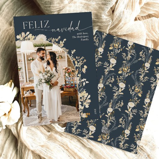 Boho Chic Gold Foto Feliz Navidad Cards Feiertagskarte