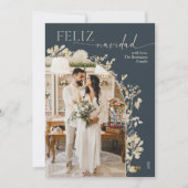 Boho Chic Gold Foto Feliz Navidad Cards Feiertagskarte (Vorderseite)
