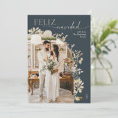 Boho Chic Gold Foto Feliz Navidad Cards Feiertagskarte (Stehend Vorderseite)