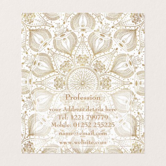 Boho Chic Gold Mandala Design Visitenkarten (Innenseite Aufgefaltet)