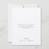 Boho Chic Gold und Lila Hochzeitsfotocollage Dankeskarte (Rückseite)