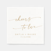 Boho Chic Gold und White Cheers für Liebe Hochzeit Serviette (Vorderseite)