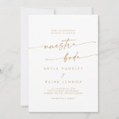 Boho Chic Gold und White Foto Spanische Hochzeit Einladung (Vorderseite)