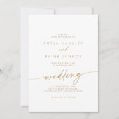 Boho Chic Gold und White Front and Back Wedding Einladung (Vorderseite)
