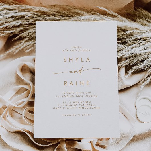Boho Chic Gold und White Lässig Wedding Einladung