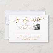 Boho Chic Gold und White Mail In und QR Code RSVP Karte (Vorderseite)