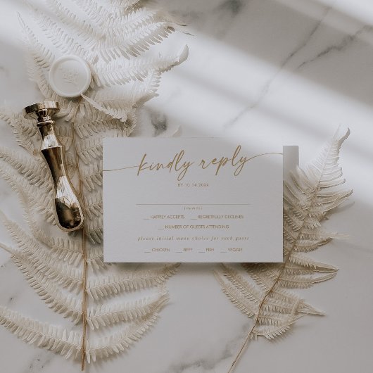 Boho Chic Gold und White Menu RSVP Karte