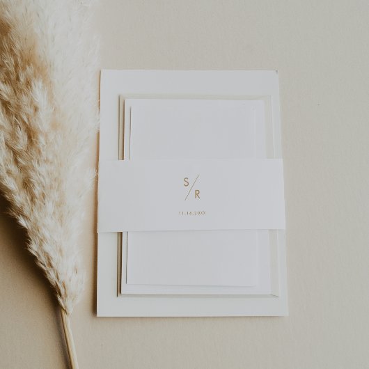 Boho Chic Gold und White Monogram Wedding Einladungsbanderole