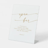 Boho Chic Gold und White Open Bar Wedding Sockelschild (Vorderseite)