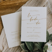 Boho Chic Gold und White QR Code Spanische Hochzei Einladung