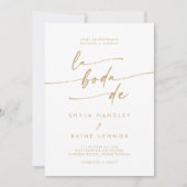 Boho Chic Gold und White QR Code Spanische Hochzei Einladung (Vorderseite)