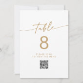 Boho Chic Gold und White QR Code Tischnummern (Rückseite)