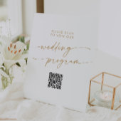 Boho Chic Gold und White QR Code Wedding Program Sockelschild