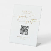 Boho Chic Gold und White Seats Chart QR Code Sockelschild (Vorderseite)