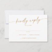 Boho Chic Gold und White Simple Wedding RSVP Karte (Vorderseite)