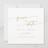 Boho Chic Gold und White Square Foto zurück Save The Date (Vorderseite)