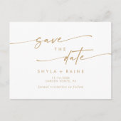 Boho Chic Gold und White Wedding speichern das Dat Einladungspostkarte (Vorderseite)