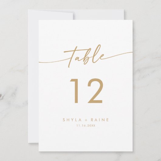 Boho Chic Gold und White Wedding Tischnummern (Vorderseite)