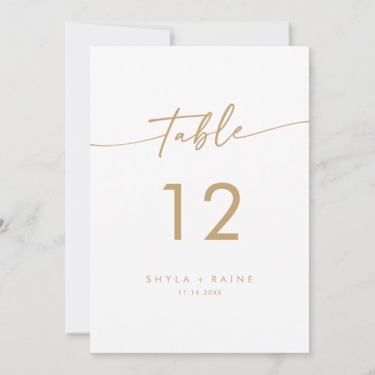 Boho Chic Gold und White Wedding Tischnummern (Rückseite)