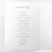 Boho-Chic Graue Wildblumen-Monogramm-Hochzeit Dreifach-gefaltete Programmkarte (Innen Erste Seite)
