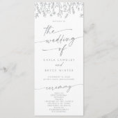 Boho Chic Graue Wildblumen-Teelänge-Hochzeit Programm (Vorderseite)