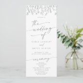 Boho Chic Graue Wildblumen-Teelänge-Hochzeit Programm (Stehend Vorderseite)