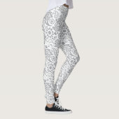 Boho Chic Gray White Stylish Sinti und Roma Gemust Leggings (Rechts)