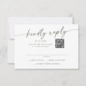 Boho Chic Green and White Mail In und QR Code RSVP Karte (Vorderseite)