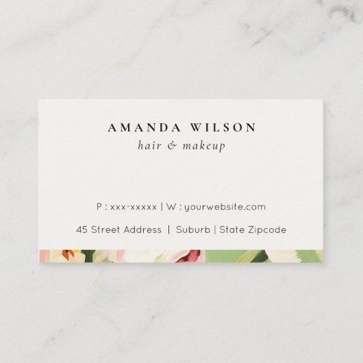 Boho Chic Green Pink Painted Floral Loyality Visitenkarte (Rückseite)