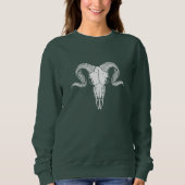 Boho Chic Green Sweatshirt mit Buffalo Skull (Vorderseite)