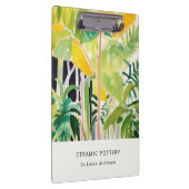 Boho Chic Green Tropical Leafy Foliage Botanical Klemmbrett (Rechts)