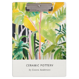 Boho Chic Green Tropical Leafy Foliage Botanical Klemmbrett