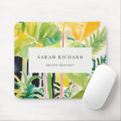 Boho Chic Green Tropical Leafy Foliage Botanical Mousepad (Mit Mouse)