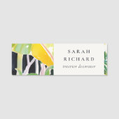 Boho Chic Green Tropical Leafy Foliage Botanical Namensschild (Vorderseite)