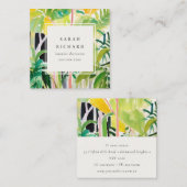 Boho Chic Green Tropical Leafy Foliage Botanical Quadratische Visitenkarte (Vorne/Hinten)