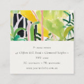 Boho Chic Green Tropical Leafy Foliage Botanical Quadratische Visitenkarte (Rückseite)