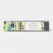 Boho Chic Green Tropical Leafy Foliage Botanical Schreibtischnamensplakette (Vorderseite )