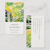 Boho Chic Green Tropical Leafy Foliage Botanical Visitenkarte (Vorne/Hinten)
