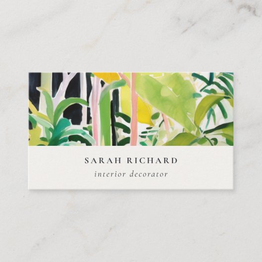 Boho Chic Green Tropical Leafy Foliage Botanical Visitenkarte (Vorderseite)