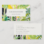 Boho Chic Green Tropical Leafy Foliage Botanical Visitenkarte (Vorne/Hinten)
