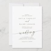 Boho Chic Green und White Front and Back Wedding Einladung (Vorderseite)