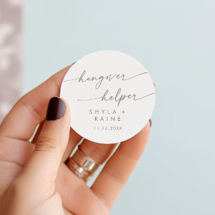 Boho Chic Green und White Hangover Helper Bevorzug Runder Aufkleber